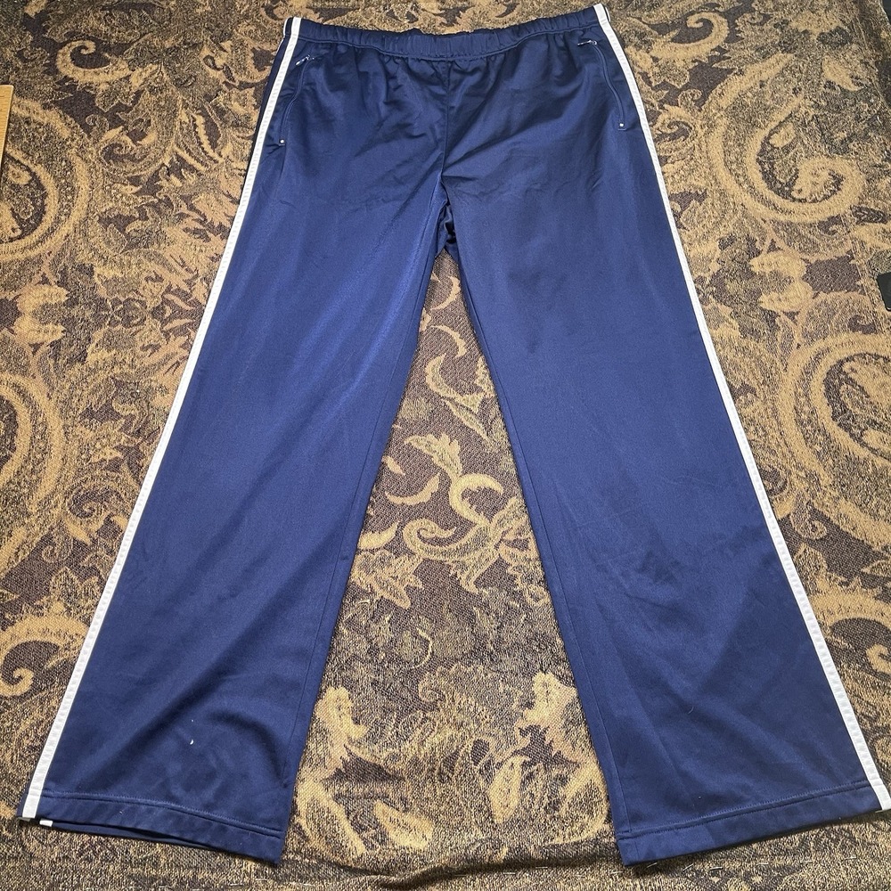 adidas Navy Blue Track Pants with White Side Stripes